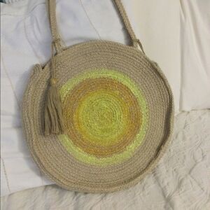 Woven circle round bag glitter glam 13” diameter